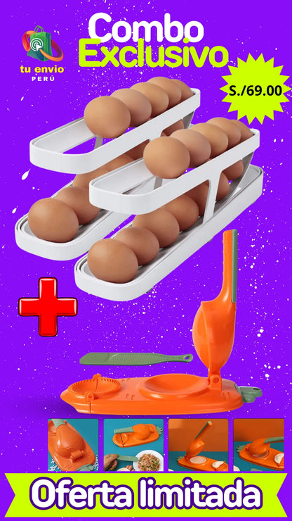 PRENSADORA  MULTIUSO 2 EN 1🥟👩‍🍳 + 2 DISPENSADORES DE HUEVO